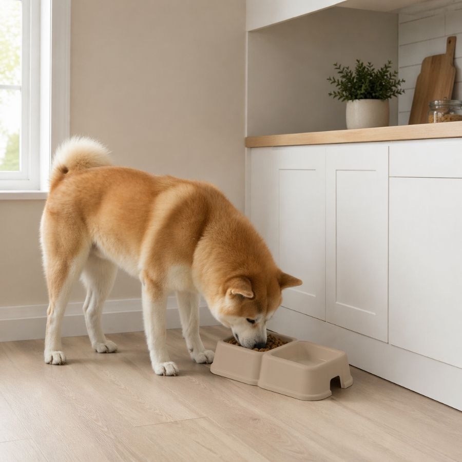 Leeby Comedero Doble Cuadrado Taupe para perros, , large Imagen numero 1