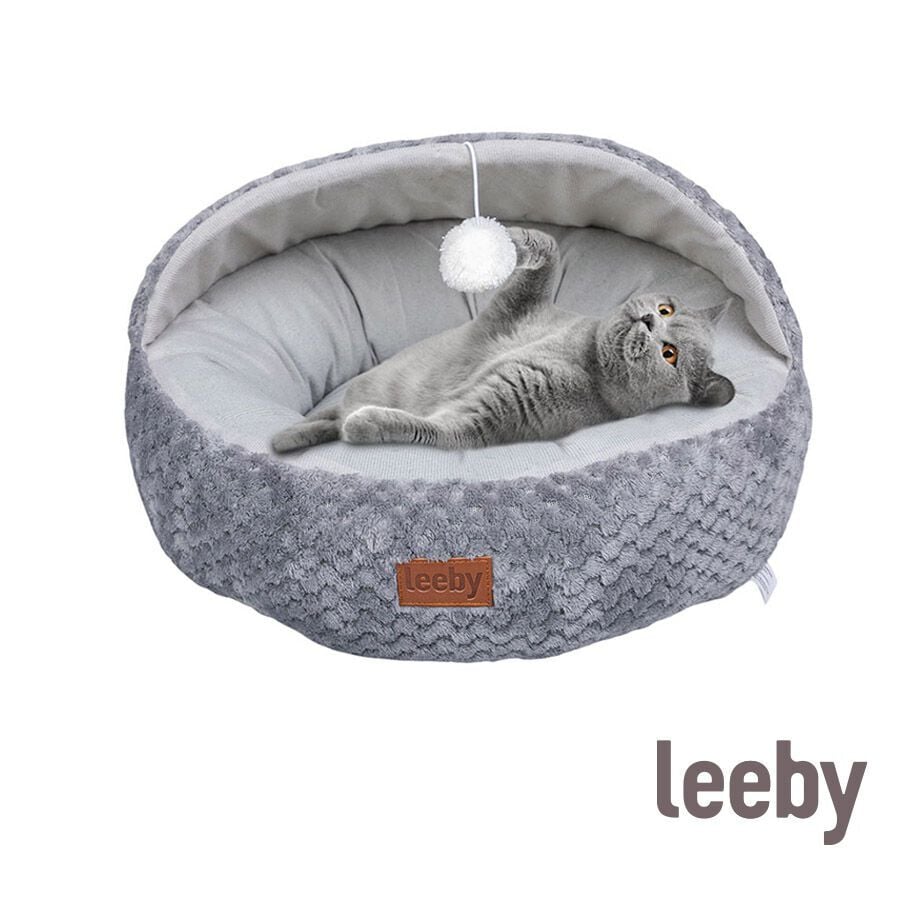 Leeby Cuna Gris y Blanco con Juguete para gatos, , large indicador imagen numero 2
