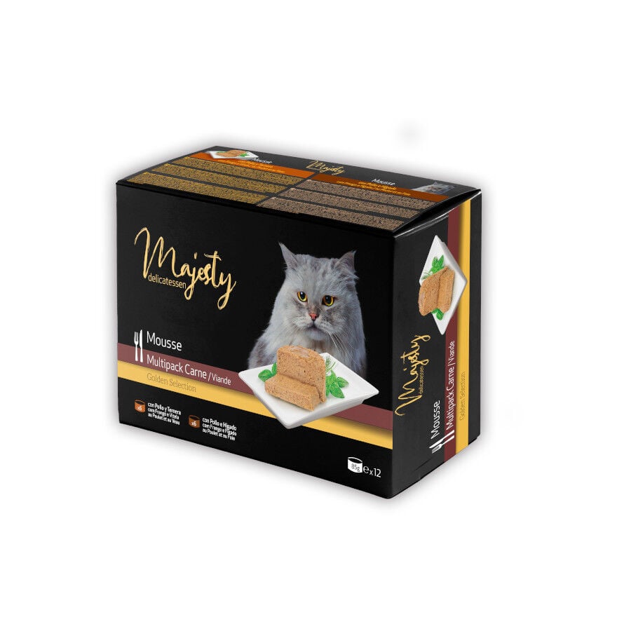 12 latas x 85 g Majesty Adult Gold Selection Mousse Carne lata para gatos, , large indicador imagen numero 1