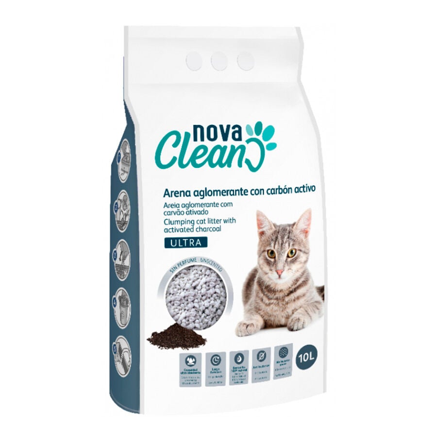 10 L Nova Clean Ultra Lecho Aglomerante Carb&oacute;n para gatos, , large Imagen numero 1