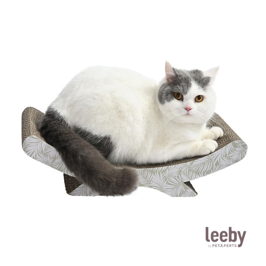 Leeby Remy Rocker rascador de cart&oacute;n horizontal con estampado de hojas para gatos, , large Imagen numero 2