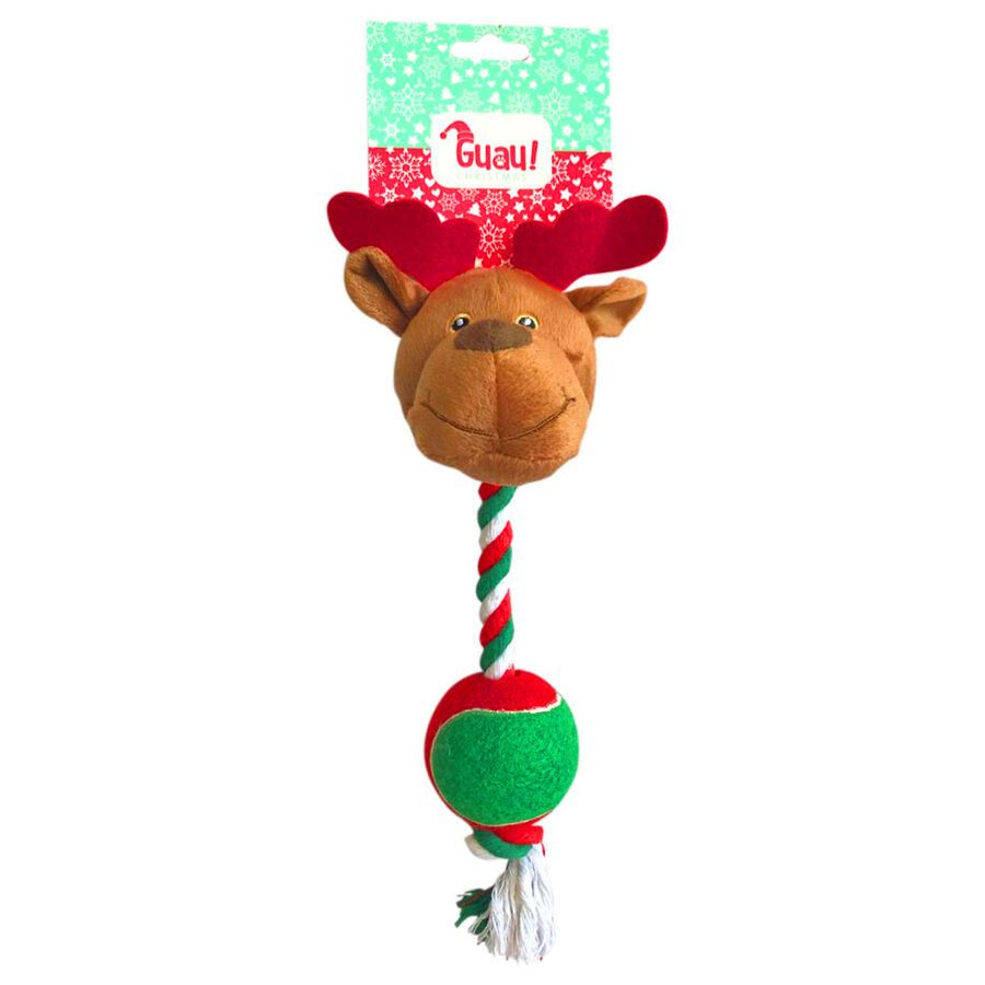 Guau Christmas Reno con Pelota de Tenis para perros, , large Imagen numero 1