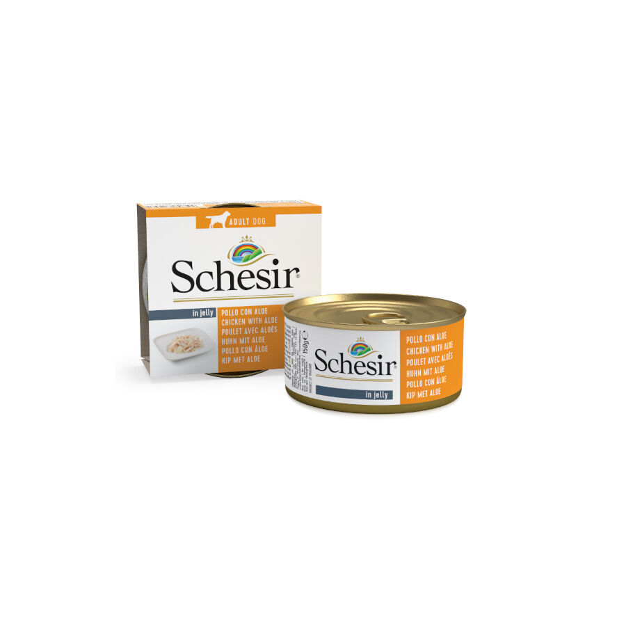 150 g Schesir Adult pollo con aloe en gelatina lata para perros, , large indicador imagen numero 1