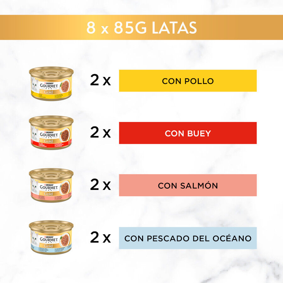 96 latas x 85 g Gourmet Gold Delicias Suculentas Mixtas lata para gatos, , large indicador imagen numero 7