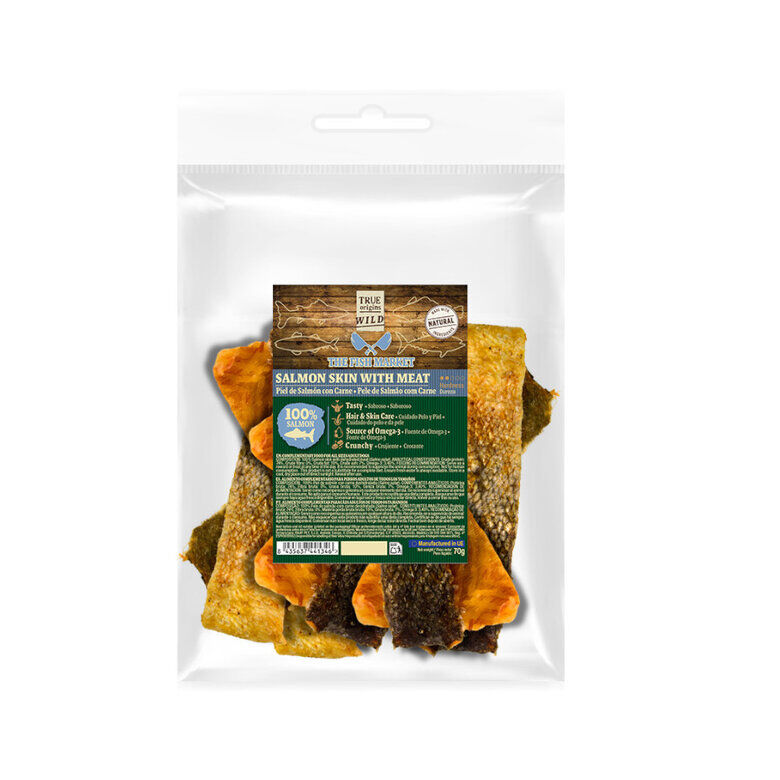 70 g. True Origins Piel de Salm&oacute;n con Carne Snack para perros, , large indicador imagen numero 1