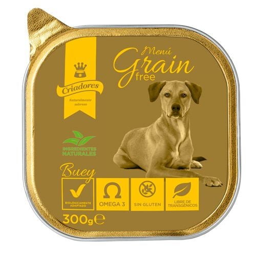 Criadores Men&uacute; Grain Free Buey tarrina para perros