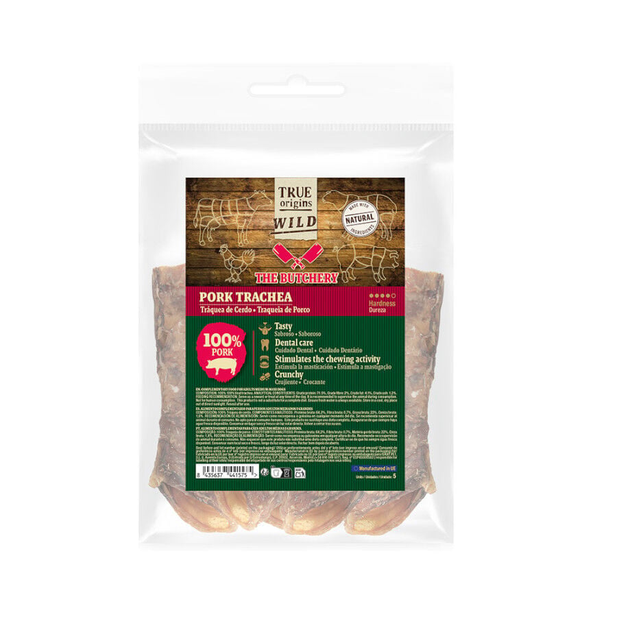 True Origins Wild Tr&aacute;quea Cerdo Snack para perros
