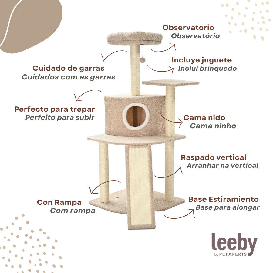 Leeby Boucle Collection &Aacute;rbol rascador con cama nido y rampa para gatos, , large indicador imagen numero 3