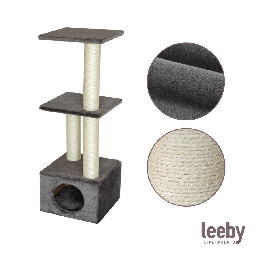 Leeby Colette DoubPost torre rascador con cama nido gris para gatos, , large indicador imagen numero 5