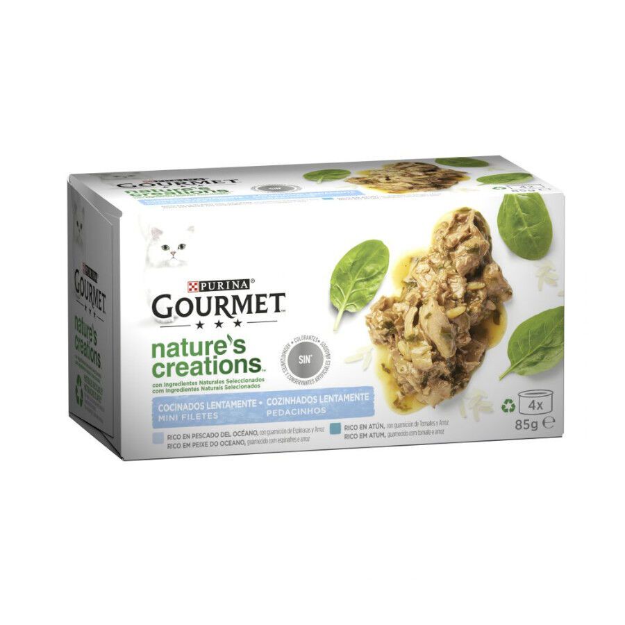 4 latas x 85 g Gourmet Nature's Creations Pescado del Oc&eacute;ano y At&uacute;n mini filetes para gatos, , large Imagen numero 1