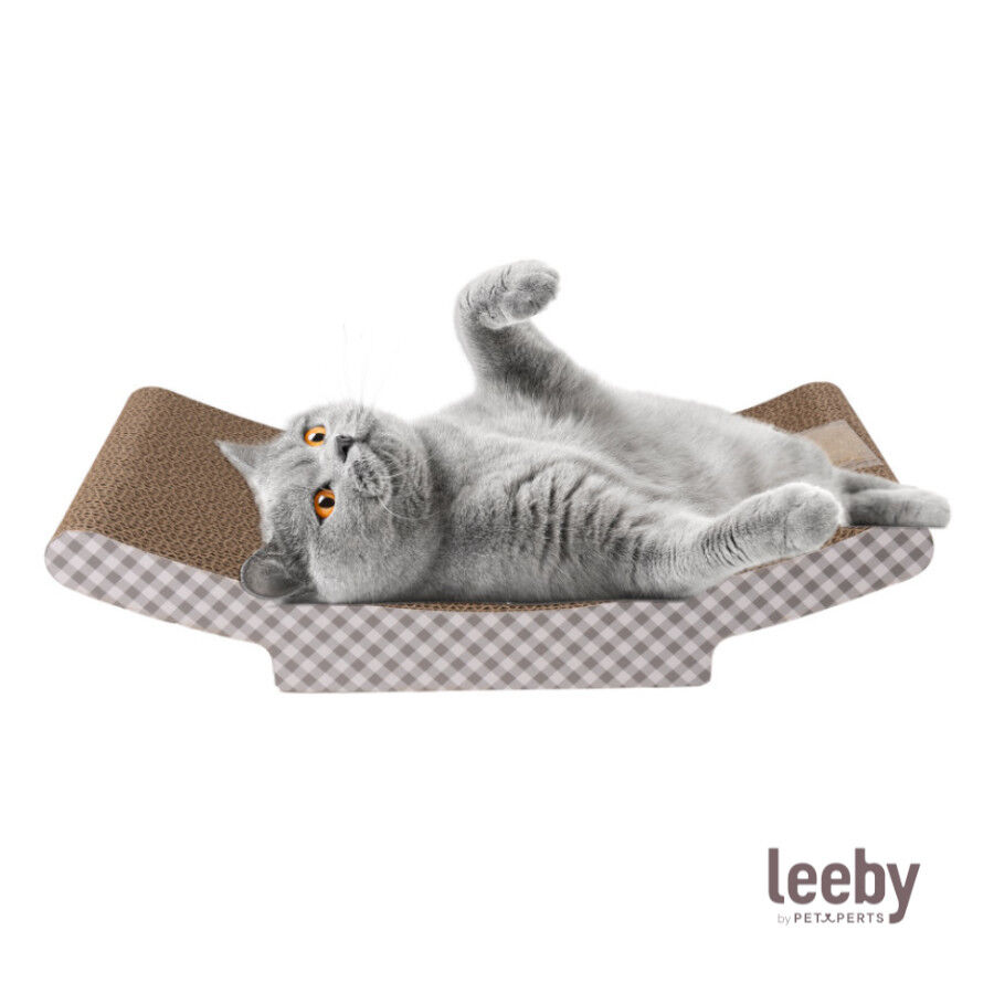 Leeby Remy Rocker rascador horizontal de cart&oacute;n con estampado a cuadros para gatos, , large indicador imagen numero 2