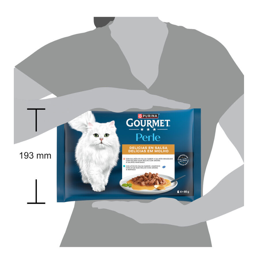 4 sobres x 85 g Gourmet Perle Filetes de Salm&oacute;n y At&uacute;n en salsa sobre para gatos, , large indicador imagen numero 3
