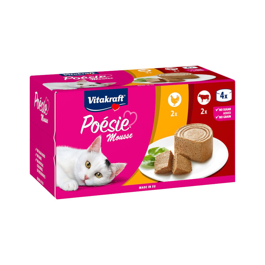 4 latas x 85 g Vitakraft Po&eacute;sie Mousse Pollo y Ternera lata para gatos, , large indicador imagen numero 1