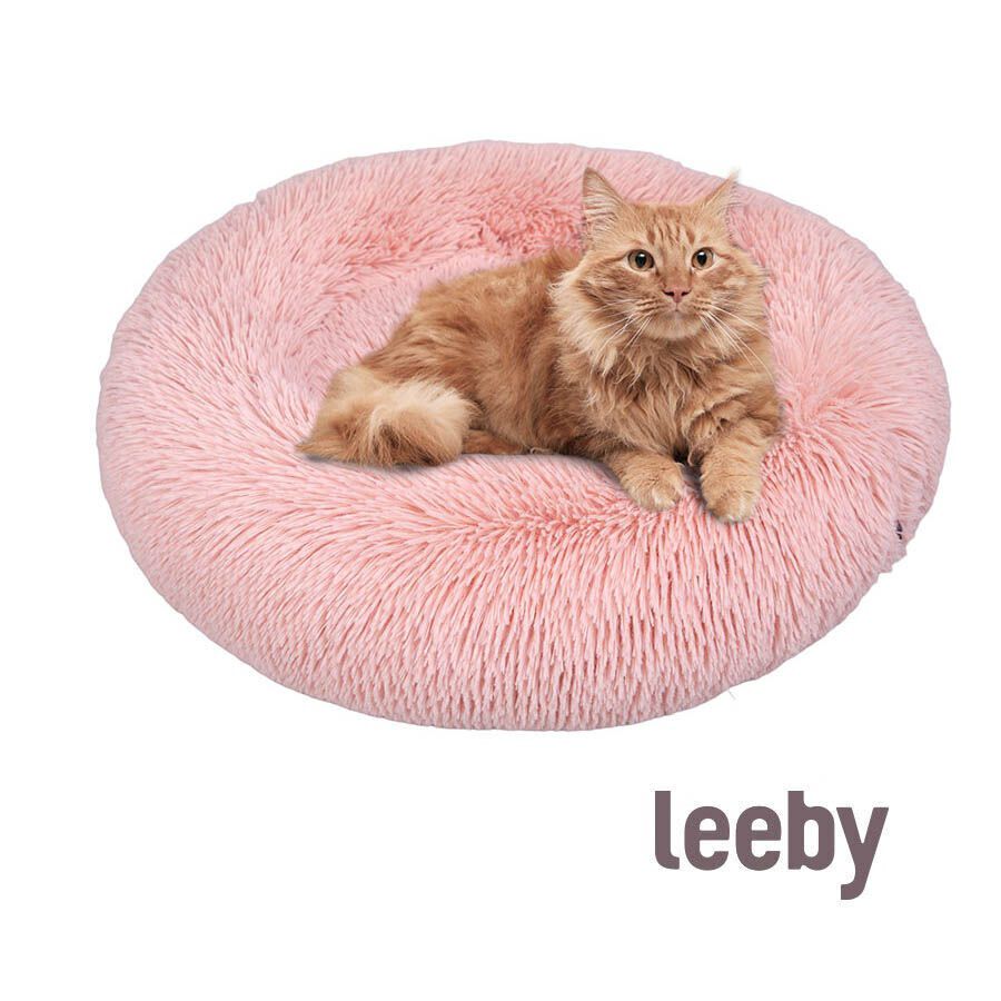 Leeby Cama Donut Antiestr&eacute;s de Pelo Rosa para gatos
