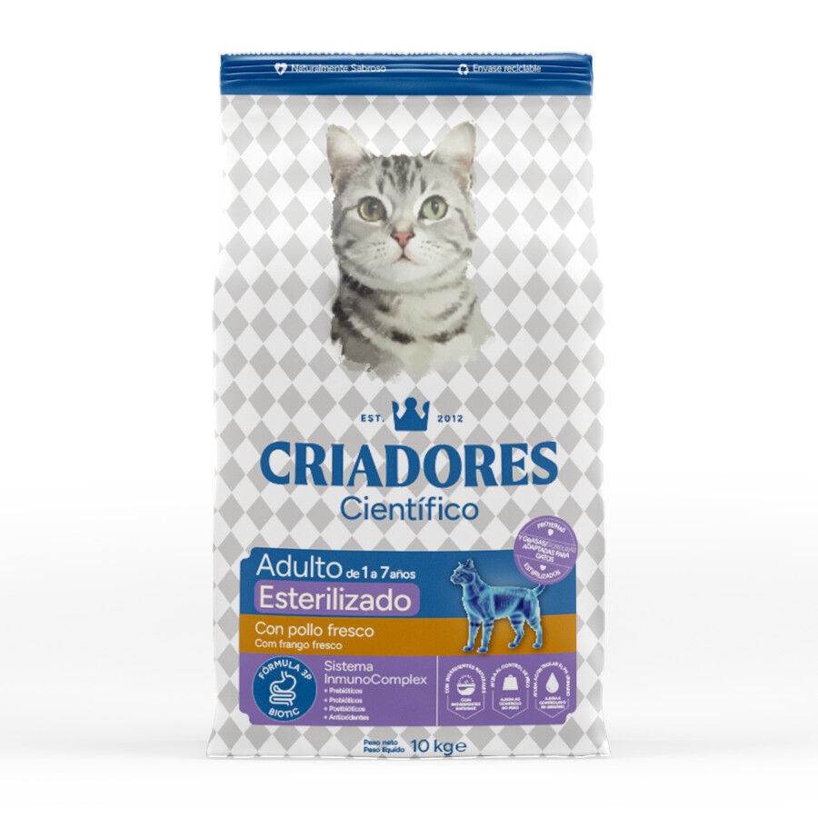 10 kg Criadores Cient&iacute;fico Adulto Esterilizado Pollo pienso para gatos, , large Imagen numero 1