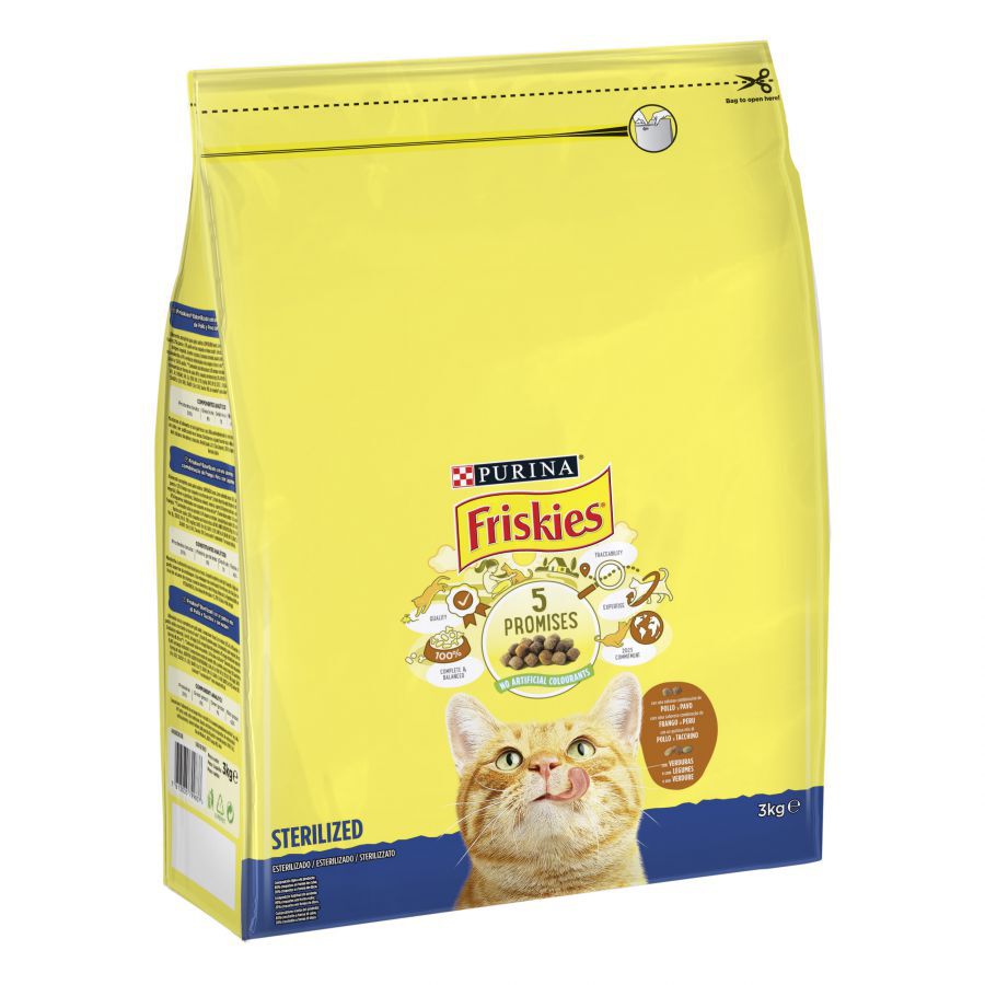 3 kg Friskies Sterilized Pollo y Pavo con Verduras pienso para gatos, , large indicador imagen numero 2