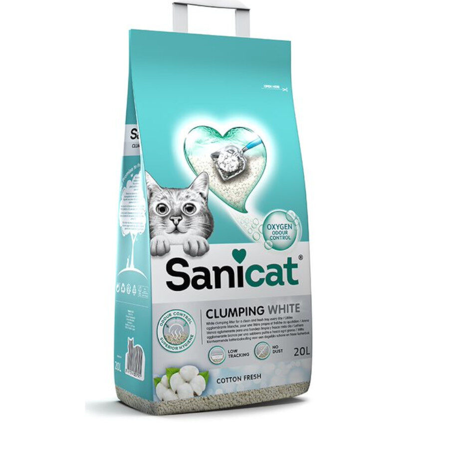 20 L Sanicat Cotton Fresh Arena Blanca Aglomerante para gatos, , large indicador imagen numero 1