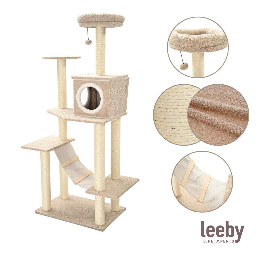 Leeby Boucle Collection &Aacute;rbol rascador con cama nido y puente para gatos, , large indicador imagen numero 7
