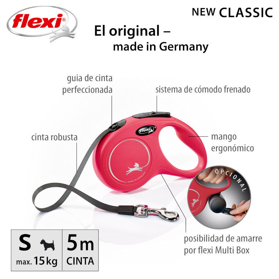 Flexi New Classic Correa Extensible de Cinta Roja para perros, , large indicador imagen numero 2