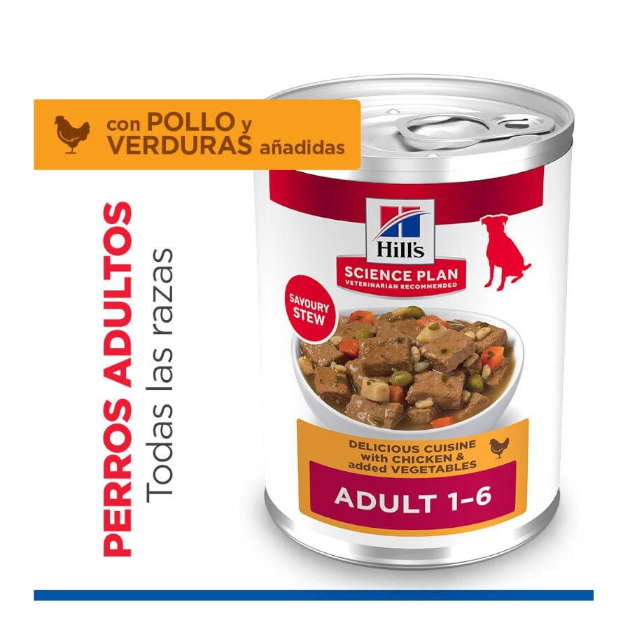 363 g  Hill's Science Plan Adult Estofado con pollo y verduras lata para perros, , large Imagen numero 2