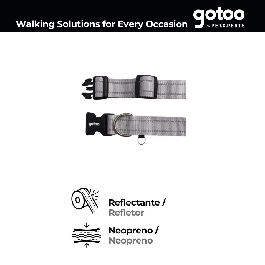 Gotoo Collar de nylon reflectante gris para perros, , large Imagen numero 3