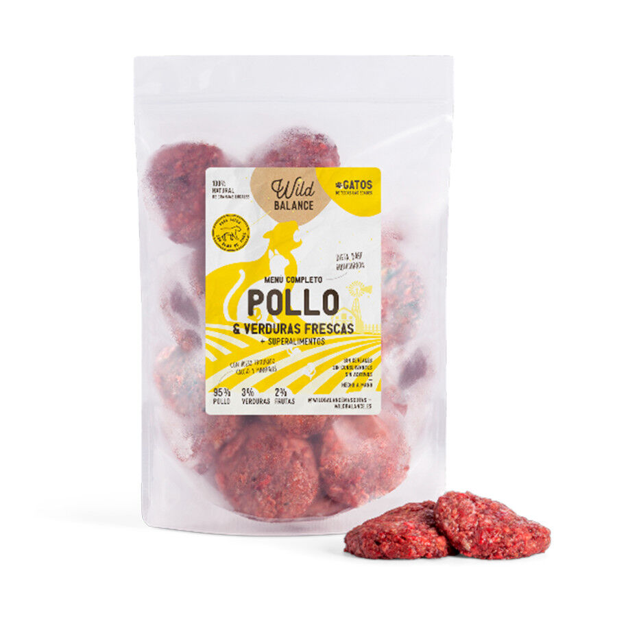 1 kg Wild Balance Men&uacute; Barf pollo con verduras comida congelada para gatos, , large Imagen numero 1
