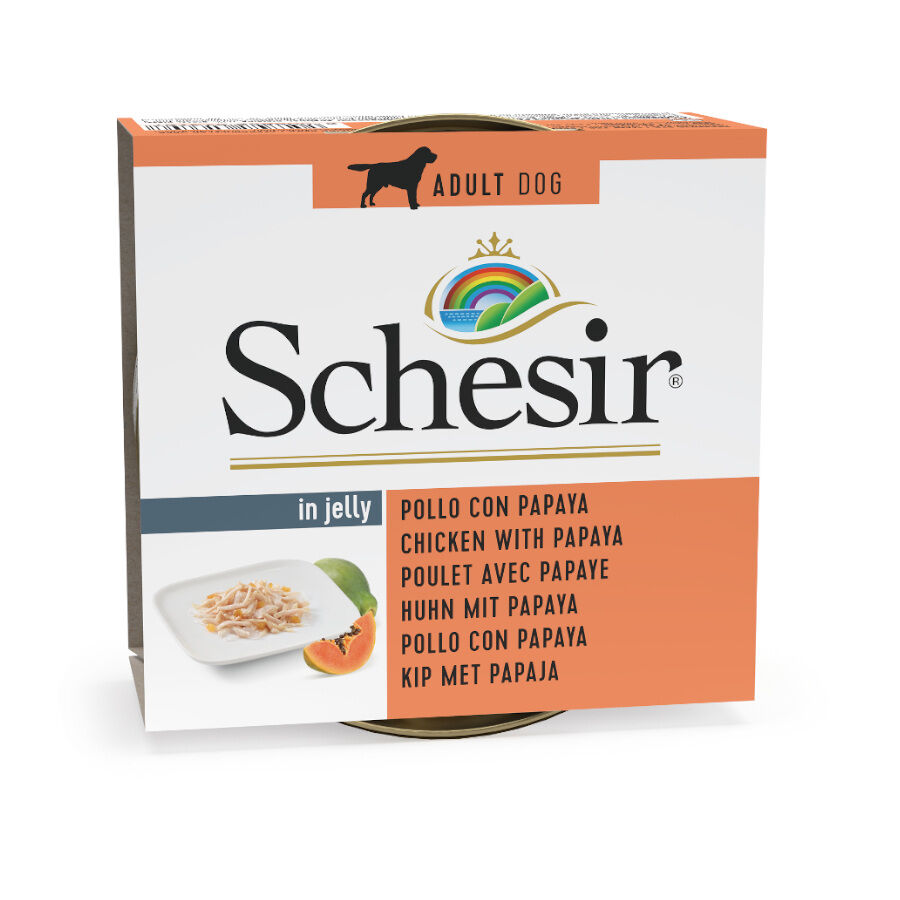 150 g Schesir Pollo y Papaya en Gelatina lata para perros, , large Imagen numero 1