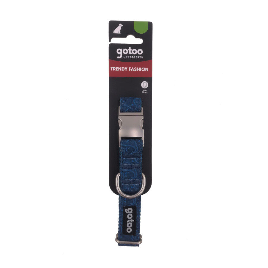 Gotoo Collar estampado cachemira cl&aacute;sica azul para perros, , large Imagen numero 5