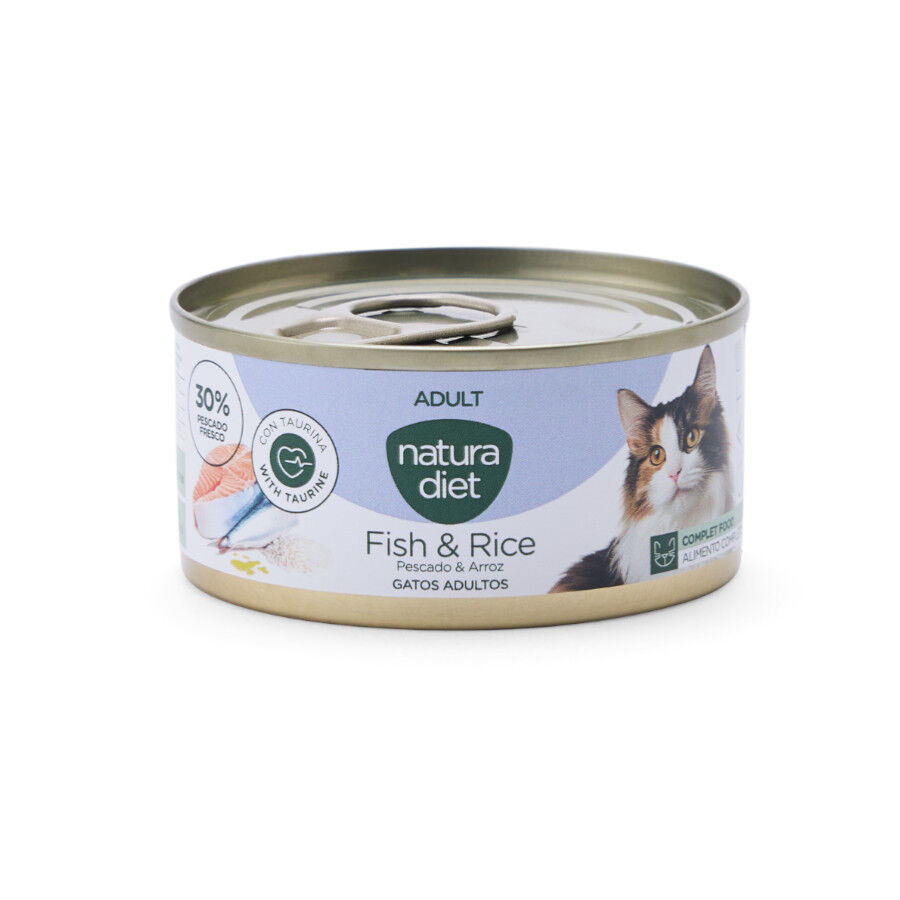 Natura Diet Adult Pescado y Arroz lata para gatos