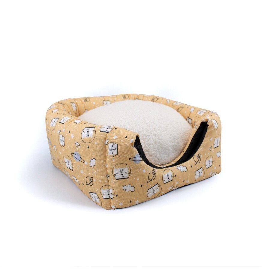 Leeby Cama Cueva Estampado C&oacute;mic Amarillo para gatos, , large indicador imagen numero 6