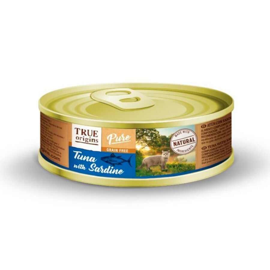 85 g True Origins Pure Adult At&uacute;n y Sardina lata para gatos, , large indicador imagen numero 1