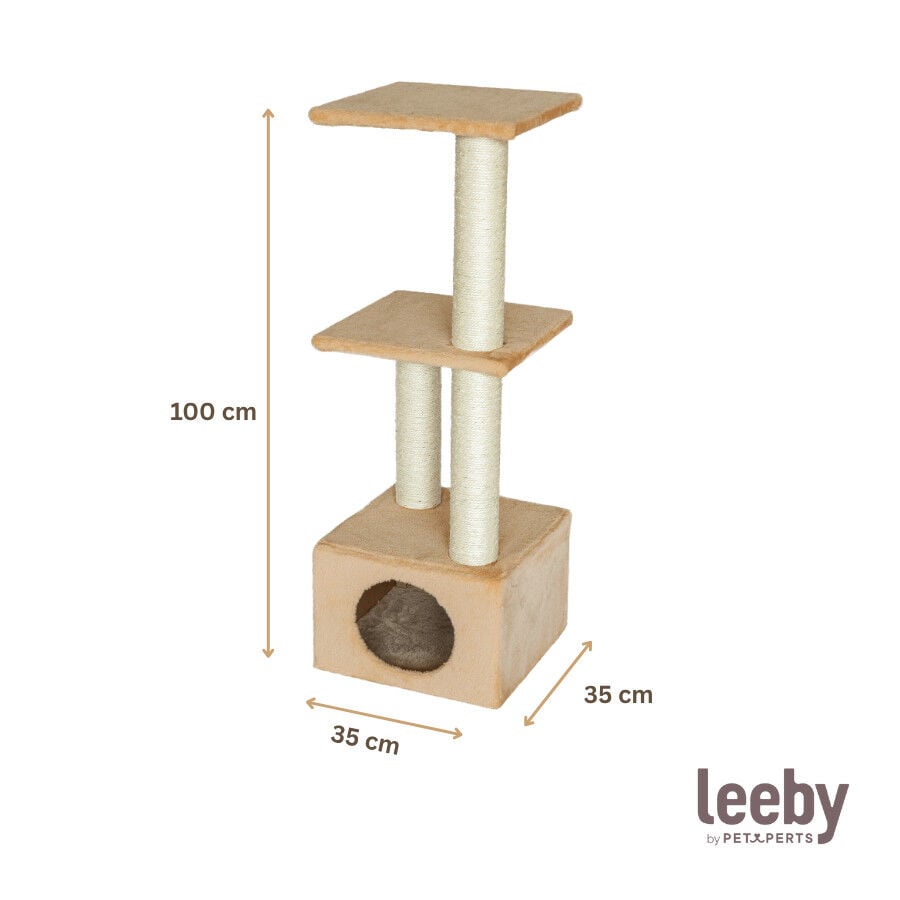 Leeby Colette DoubPost torre rascador con cama nido beige para gatos, , large indicador imagen numero 4