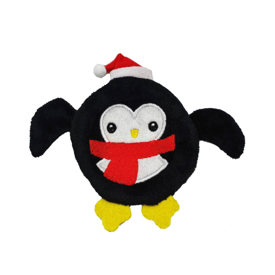 Flamingo Xmas Flat Round Ping&uuml;ino juguete navide&ntilde;o para gatos