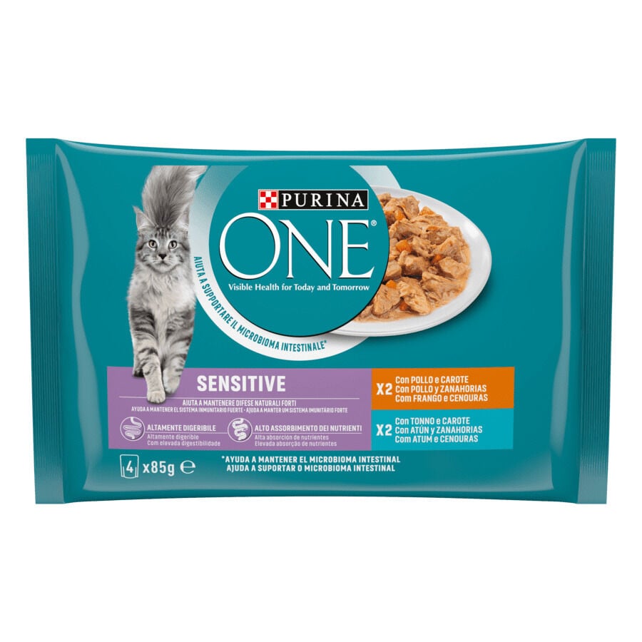 4 sobres x 85 g Purina One Wet Sensitive Sobre en salsa para gatos, , large Imagen numero 1