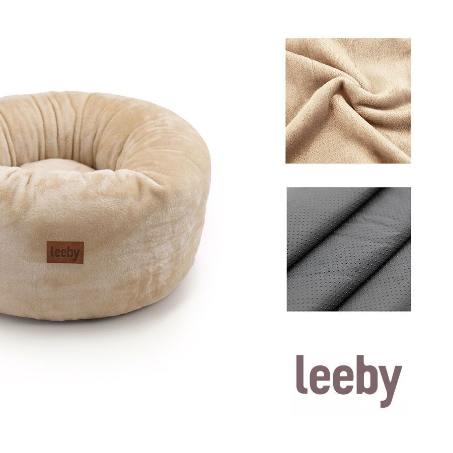Leeby Cama Donut Premium Desenfundable de Terciopelo Blanco para gatos, , large Imagen numero 3