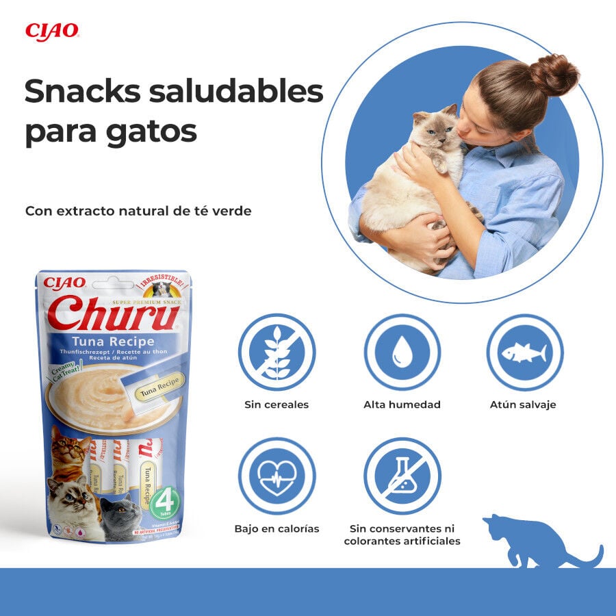 4 sobres x 14 g Churu Snack Cremoso de At&uacute;n para gatos, , large indicador imagen numero 2