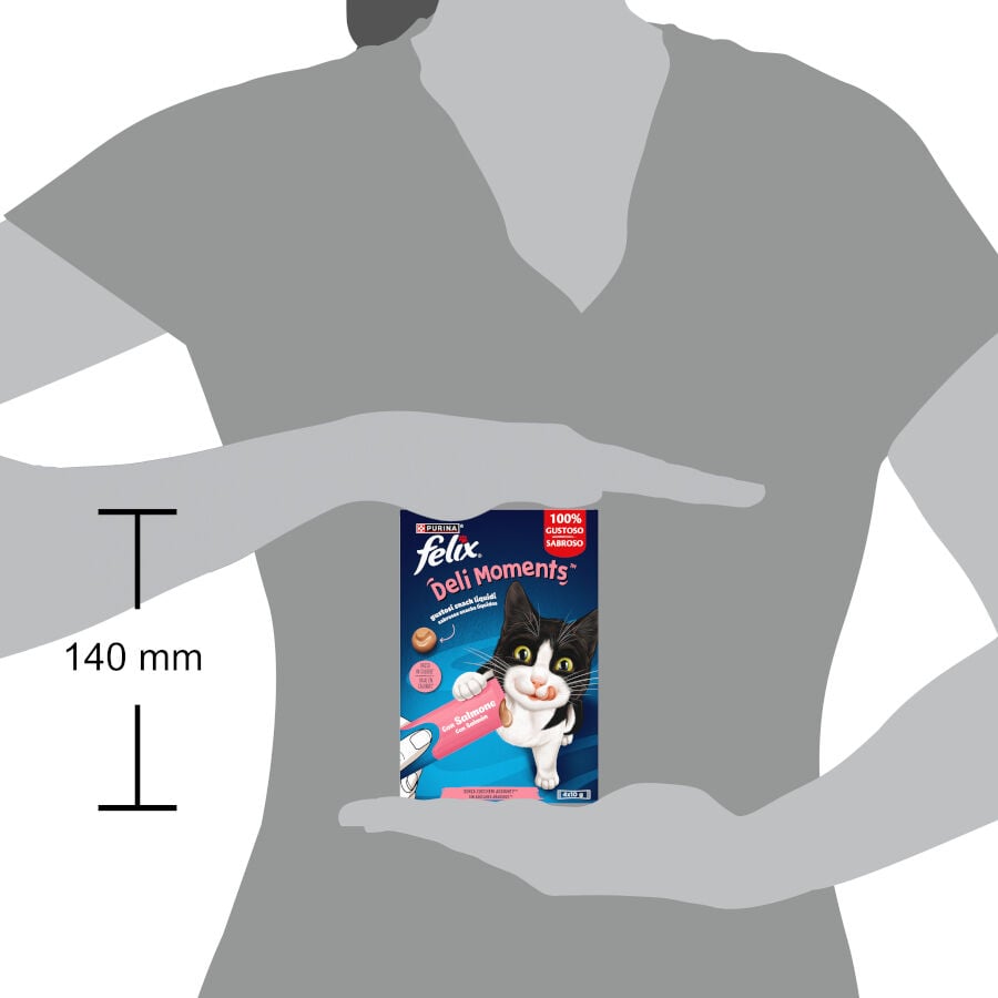 4 sobres x 10 g Purina Felix Deli Moments con Zalmon Snack l&iacute;quido para gatos, , large Imagen numero 3