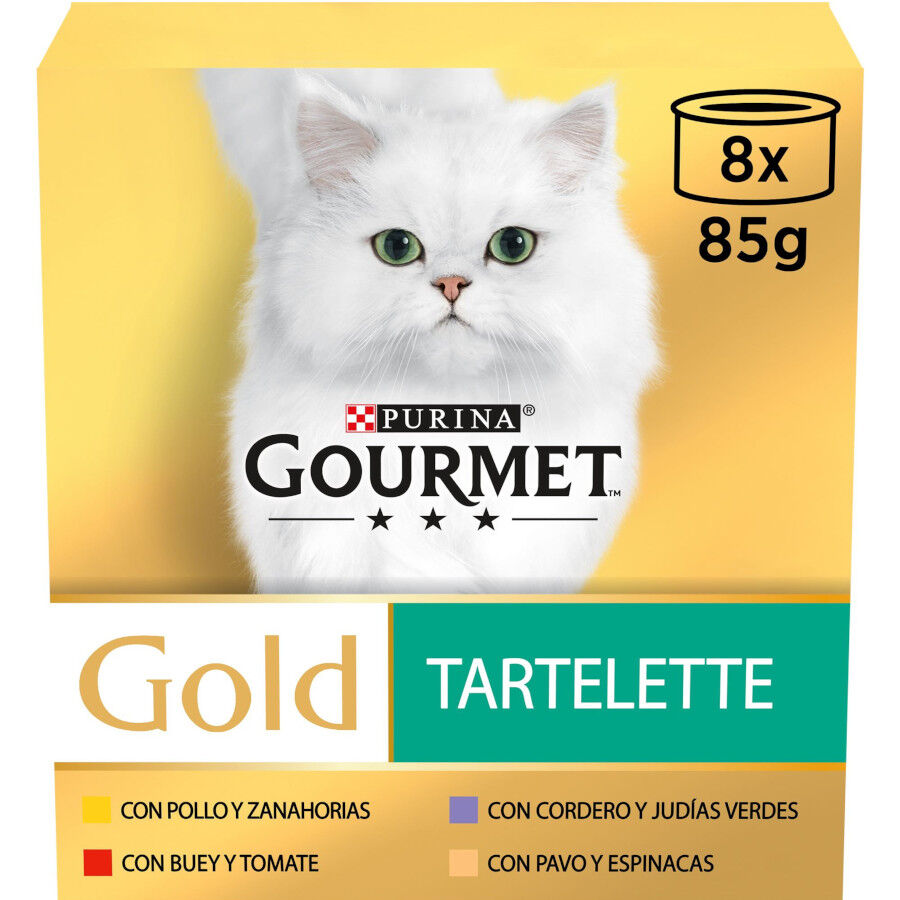 8 latas x 85 g Gourmet Gold Tartelette Pastel de Carne lata para gatos, , large indicador imagen numero 1