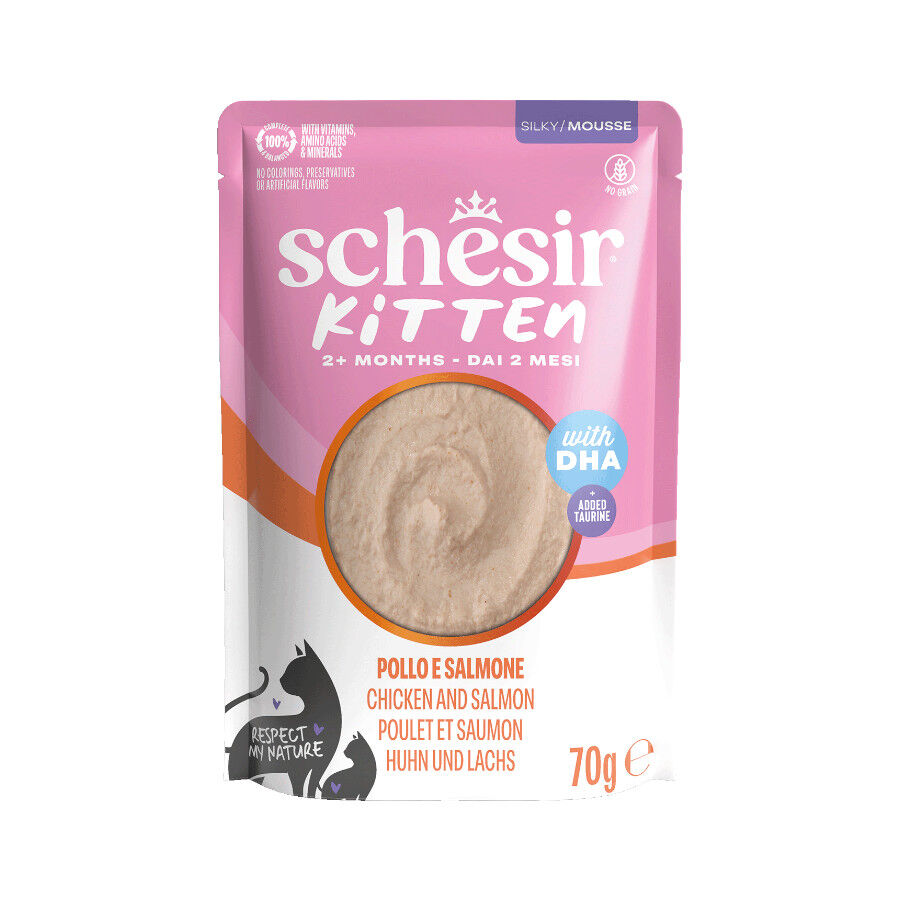 Schesir Sobre Pollo y Salm&oacute;n con DHA para gatitos