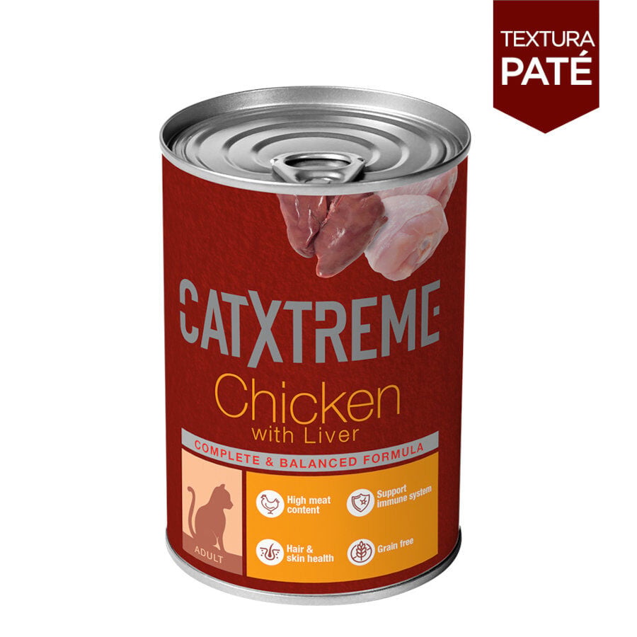 395 g Catxtreme Pollo con H&iacute;gado en pat&eacute; lata para gatos, , large Imagen numero 2