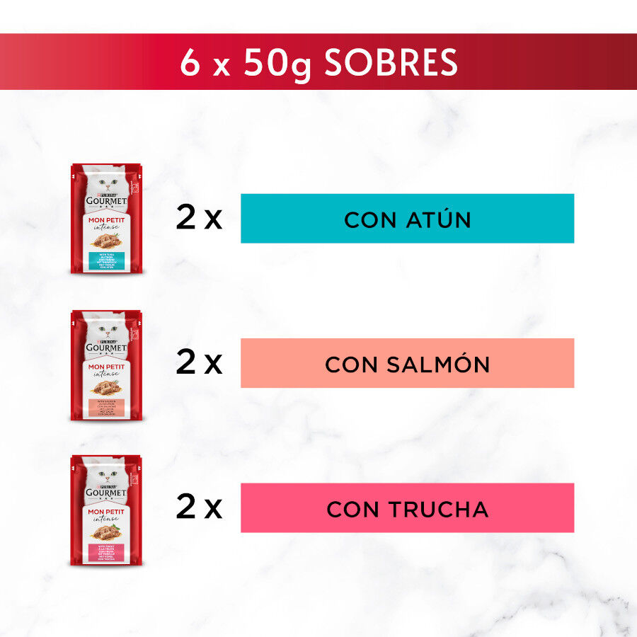 6 sobres x 50 g Gourmet Mon Petit Selecci&oacute;n Pescados en salsa sobre para gatos, , large indicador imagen numero 5