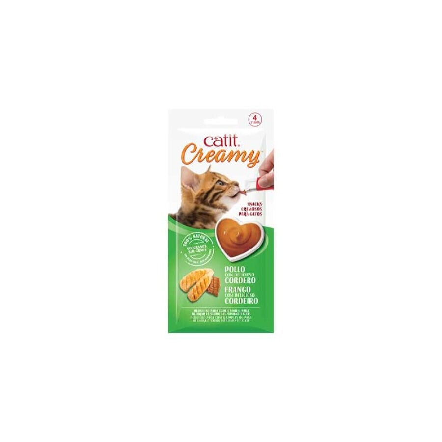Catit Creamy Snack L&iacute;quido de Pollo, Cordero para gatos