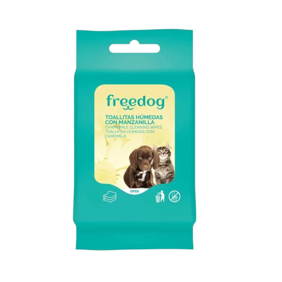 Freedog Toallitas H&uacute;medas con Manzanilla para perros y gatos