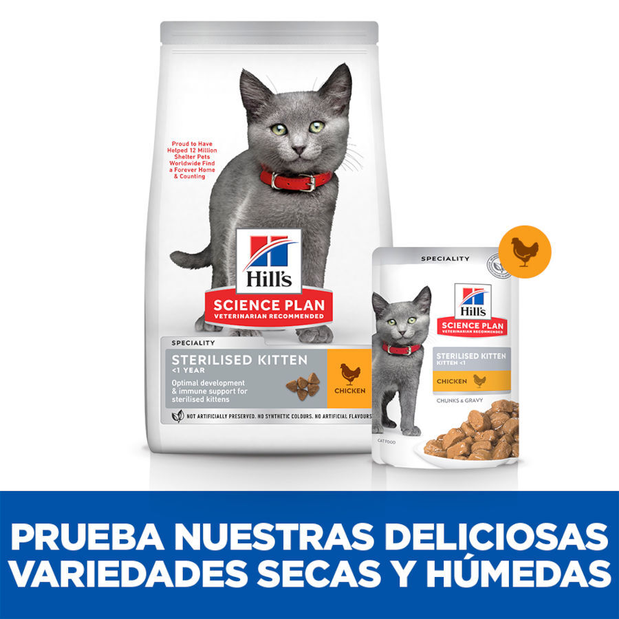 12 sobres x 85 g Hill's Science Plan Feline Sterilised Kitten Pollo en Salsa sobre para gatos, , large Imagen numero 5