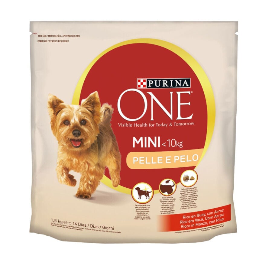 1.5 kg Purina One Mini Piel y Pelaje de Buey y Arroz pienso para perros, , large indicador imagen numero 3