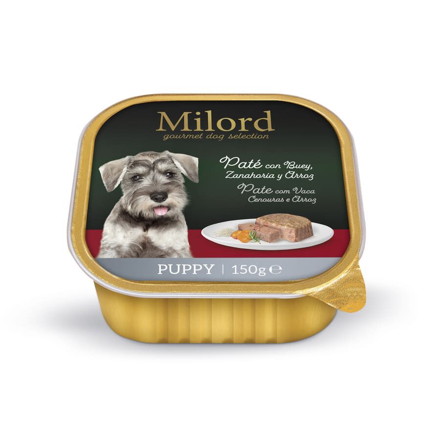 150 g Milord Puppy Buey y Zanahorias con Arroz en pat&eacute; tarrina, , large indicador imagen numero 1