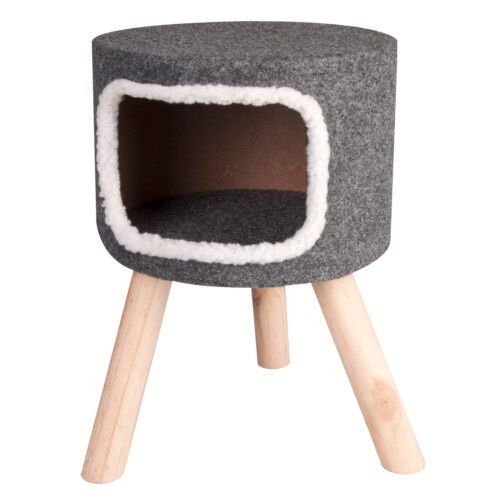 Flamingo casa alta con patas de madera para gatos Imagen numero 1