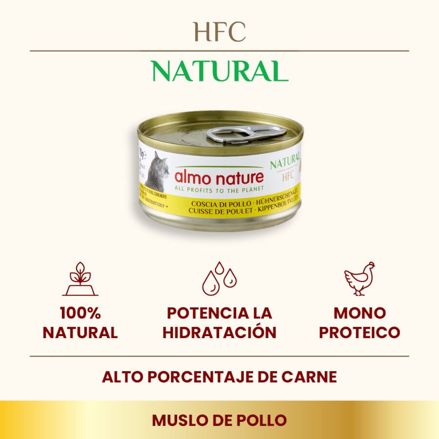 70 g Almo Nature HFC Muslo de Pollo lata para gatos , , large indicador imagen numero 2