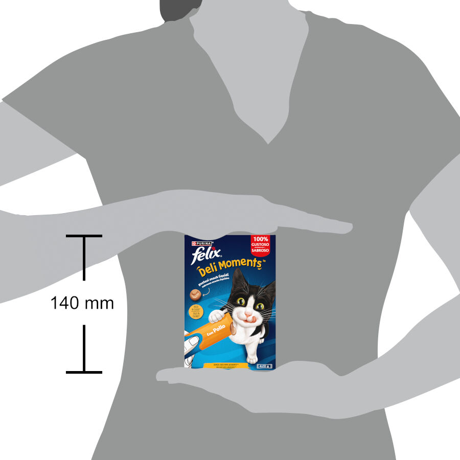 4 sobres x 10 g Purina Felix Deli Moments con Pollo Snack l&iacute;quido para gatos, , large Imagen numero 3