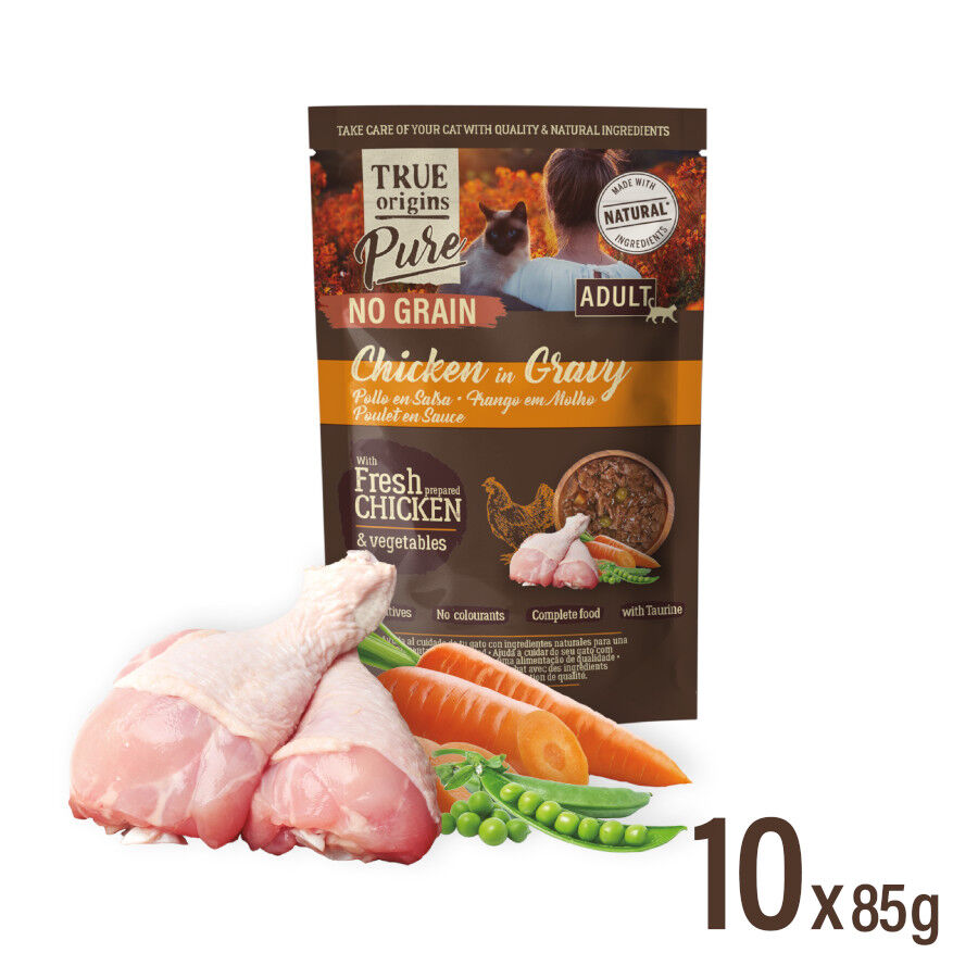 40 sobres x 85 g True Origins Pure Carne y Pescado Sobre para gatos &ndash; Multipack, , large indicador imagen numero 2